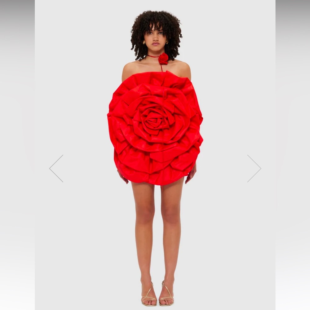 LEO LIN Bloom Rose Mini Dress - Scarlet